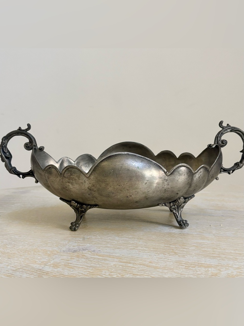 Antique 1940s - Italian Pewter Centerpiece Bowl